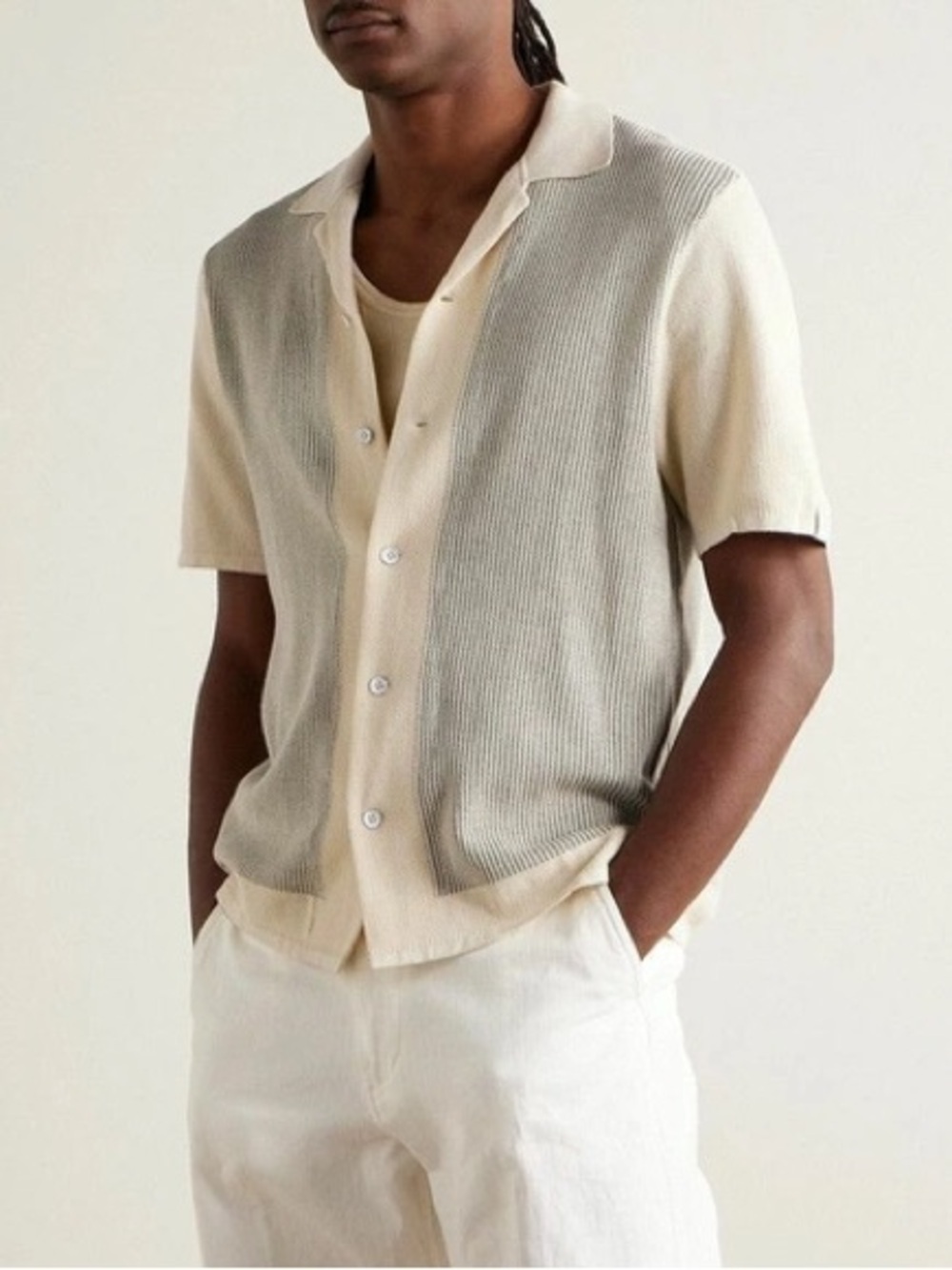 Rag & Bone Harvey Camp-Collar Jacquard-Knit Cotton-Blend Shirt